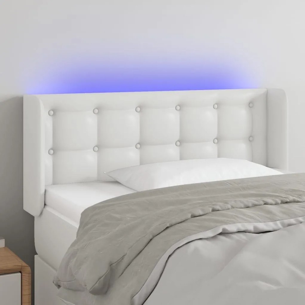 Κεφαλάρι Κρεβατιού LED Λευκό 93x16x78/88εκ. από Συνθετικό Δέρμα 3123315