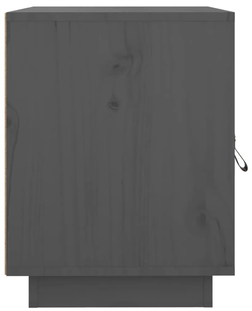 vidaXL Κομοδίνα 2 τεμ. Γκρι 40x34x45 εκ. από Μασίφ Ξύλο Πεύκου