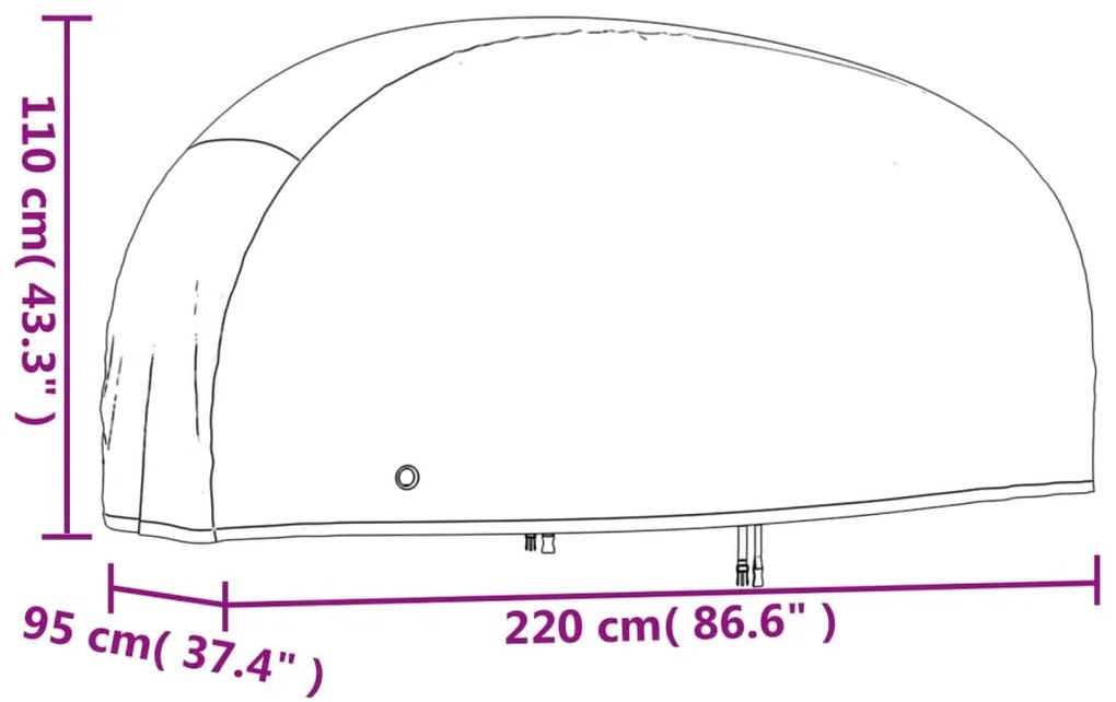 Κουκούλα Μηχανής Μαύρη 220x95x110 εκ. Ύφασμα Oxford 210D