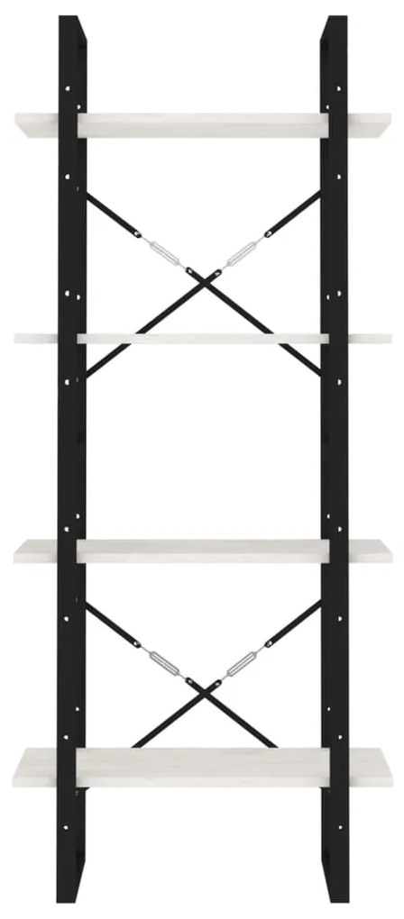 Βιβλιοθήκη με 4 Ράφια Λευκή 60x30x140 εκ. από Μασίφ Ξύλο Πεύκου - Λευκό