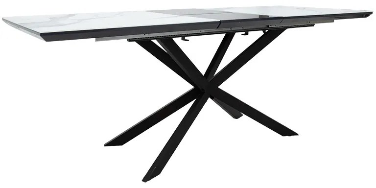 Τραπέζι επεκτεινόμενο Palan pakoworld sintered stone σε όψη μαρμάρου - μαύρο μέταλλο 160-200x80x77εκ