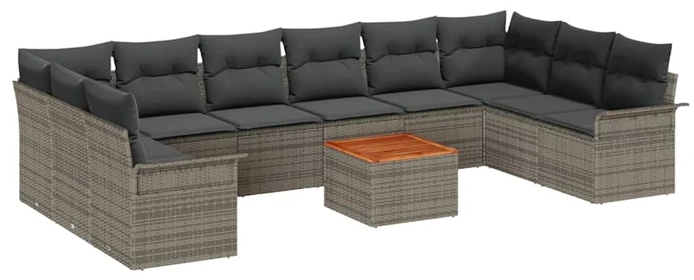 vidaXL Σετ Καναπέ Κήπου με μαξιλάρι 11 pcs Γκρι συνθετικό ρατάν