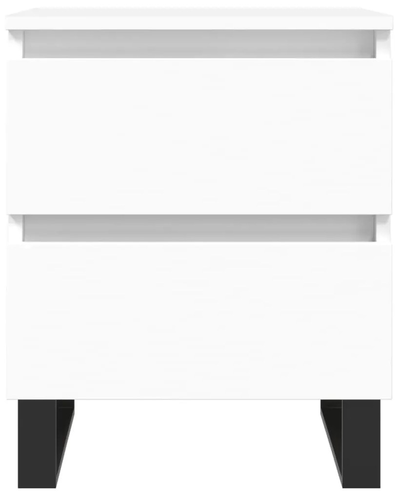 Κομοδίνα Λευκά 2 τεμ. 40 x 35 x 50 εκ. από Επεξεργασμένο Ξύλο - Λευκό