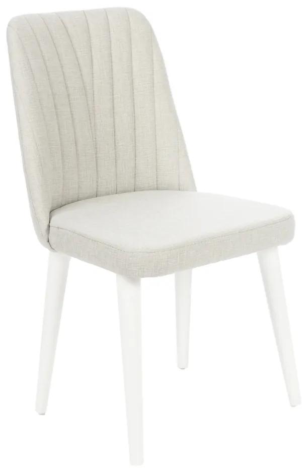 Artekko Lisbon Καρέκλα με Ξύλινο Λευκό Σκελετό και Απαλό Μπεζ Ύφασμα (48x60x92)cm
