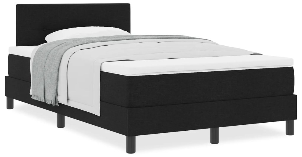 vidaXL Κρεβάτι Box Spring με Στρώμα Μαύρο 120x190 εκ. Ύφασμα
