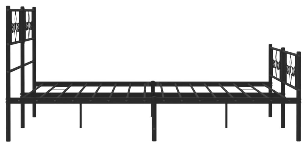 vidaXL Πλαίσιο Κρεβατιού με Κεφαλάρι&Ποδαρικό Μαύρο 120x190εκ. Μέταλλο
