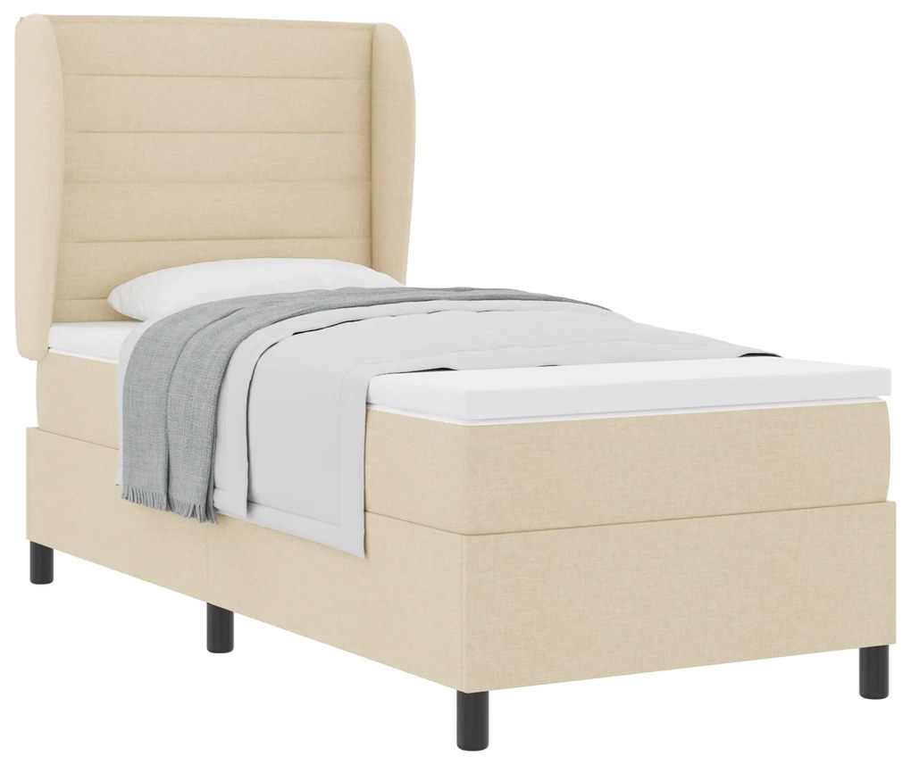 vidaXL Κρεβάτι με Ελατήρια και Στρώμα Κρεμ 90x200 cm