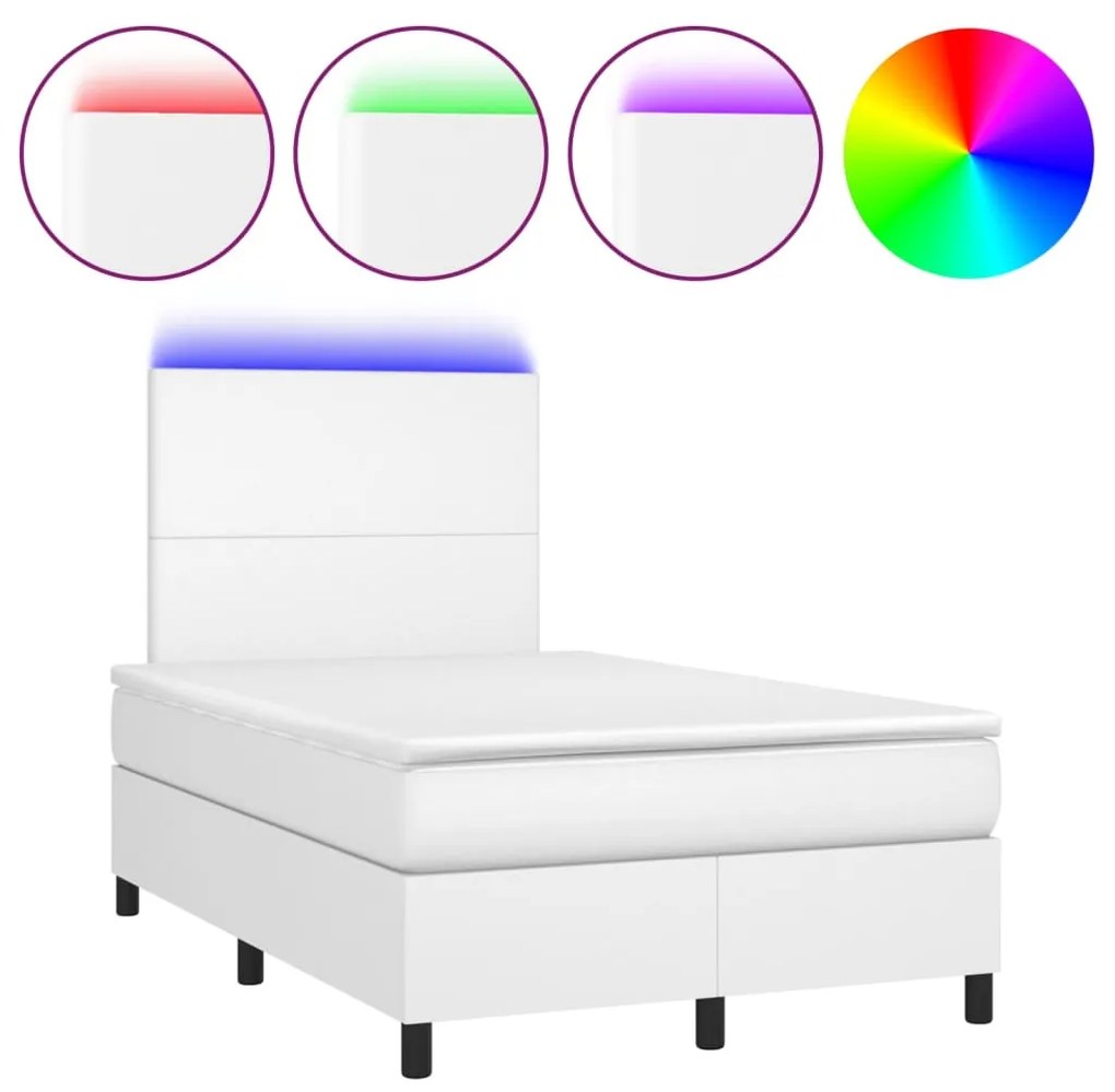 ΚΡΕΒΑΤΙ BOXSPRING ΜΕ ΣΤΡΩΜΑ &amp; LED ΛΕΥΚΟ 120X190 ΕΚ. ΣΥΝΘ. ΔΕΡΜΑ 3270282