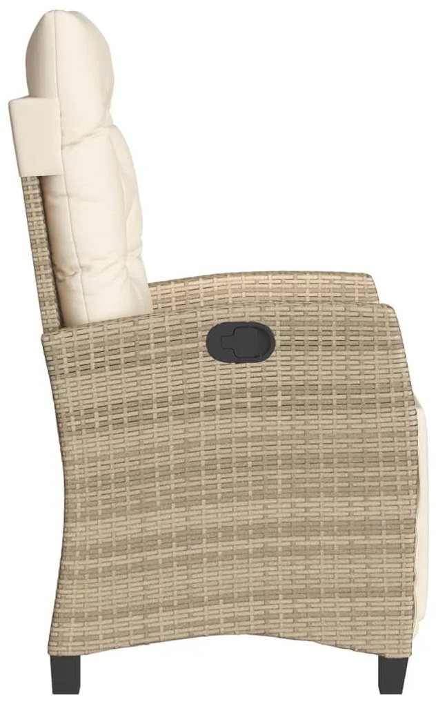 vidaXL Καρέκλα Κήπου Ανακλινόμενη Μπεζ Συνθετικό Ρατάν με Υποπόδιο