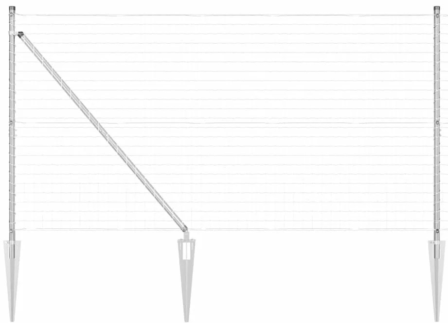 vidaXL Φράχτης με Στήλες. Ασημί 1.4 x 10 m Ατσάλι