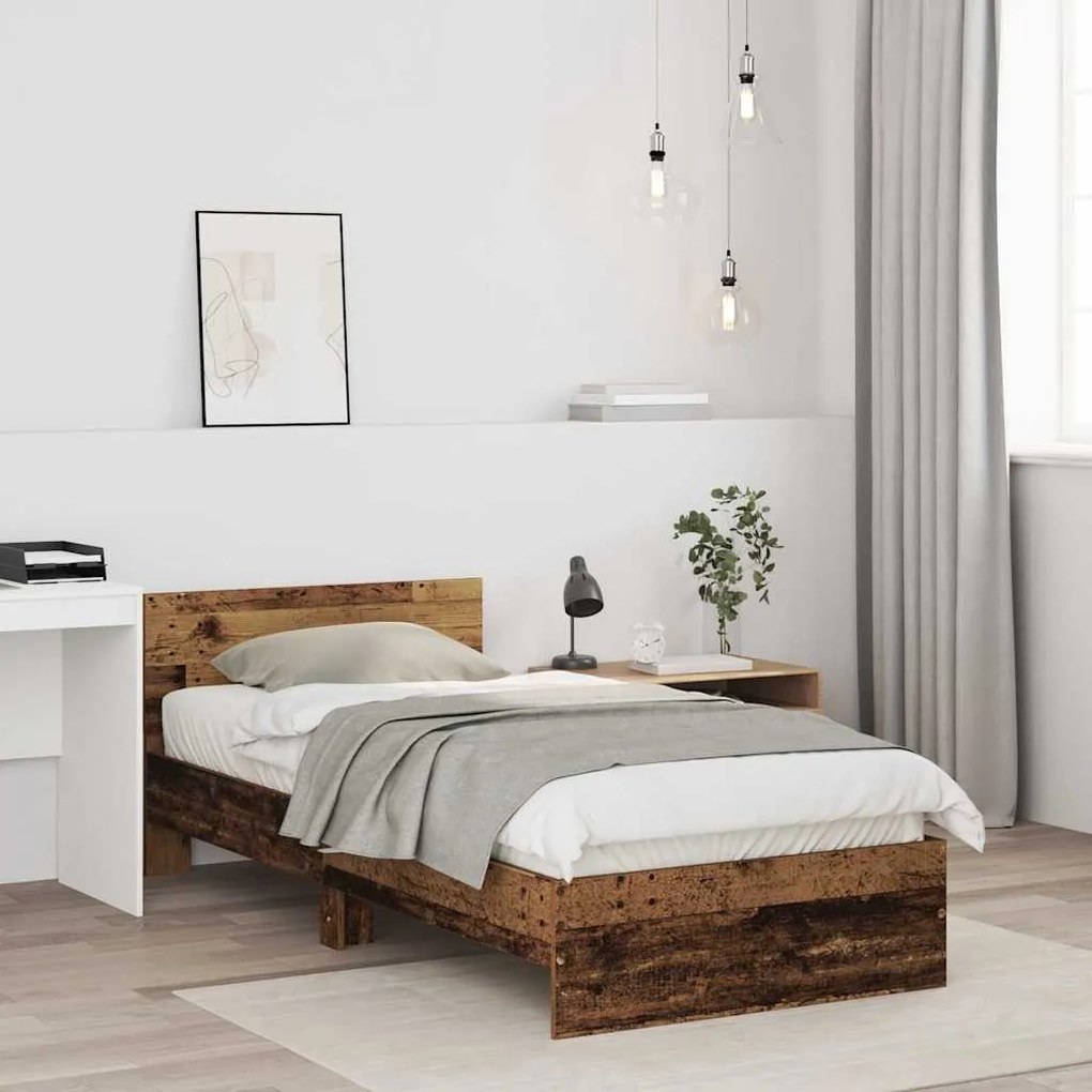 vidaXL Σκελετός Κρεβατιού Παλαιό ξύλο 90 x 200 cm Επεξεργασμένο ξύλο