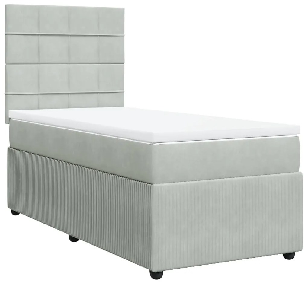 ΚΡΕΒΑΤΙ BOXSPRING ΜΕ ΣΤΡΩΜΑ ΑΝΟΙΧΤΟ ΓΚΡΙ 90X200 ΕΚ. ΒΕΛΟΥΔΙΝΟ 3294538