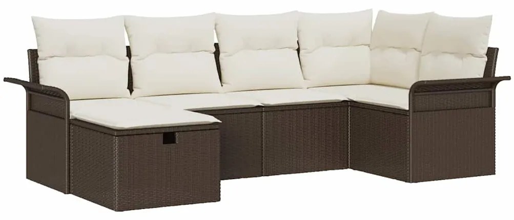 vidaXL Σετ Καναπέ Κήπου με μαξιλάρι με αποθήκευση 6 pcs Πολυ ράταν