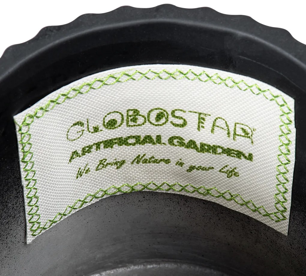 GloboStar® Artificial Garden KOS 20457 Πήλινο Κεραμικό Κασπώ Γλάστρα - Flower Pot Μαύρο με Χρυσό Φ17cm x Υ17cm