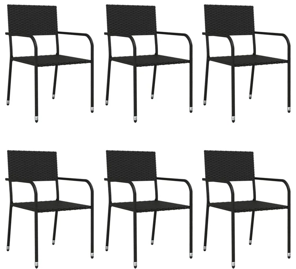 vidaXL Σετ Τραπεζαρίας Κήπου 7 Τεμ Μαύρο από Συνθετικό Ρατάν/Ατσάλι