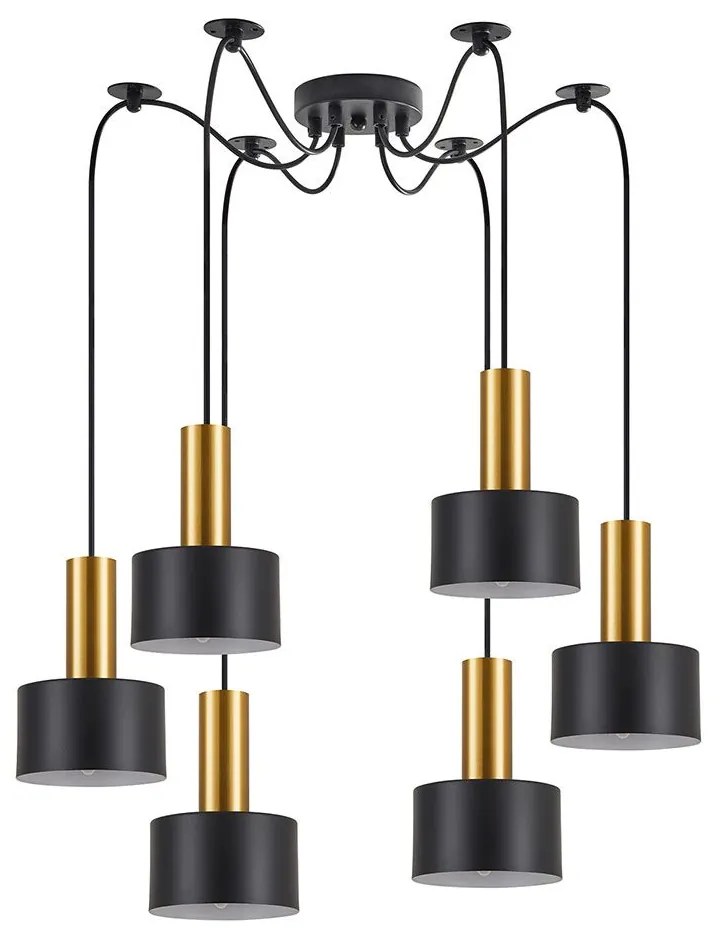 Φωτιστικό Οροφής Adept Tube 77-8632 50x50x300cm 6xE27 60W Black-Gold Homelighting