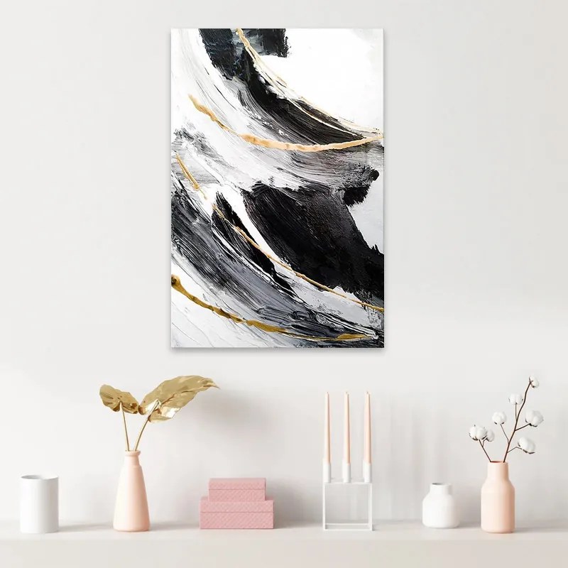 Πίνακας σε καμβά &quot;Golden And Silver Reflections&quot; Megapap ψηφιακής εκτύπωσης 50x75x3εκ.