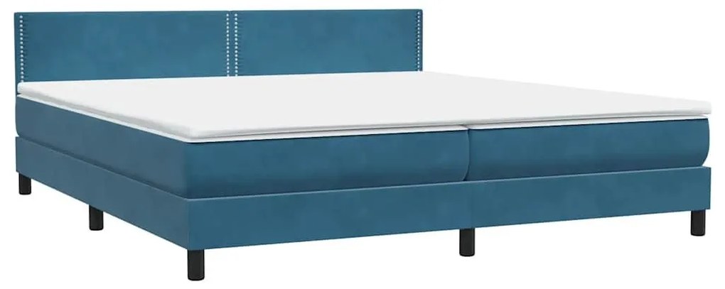 Κρεβάτι Boxspring με Στρώμα Σκούρο Μπλε 200x220 εκ. Βελούδινο - Μπλε