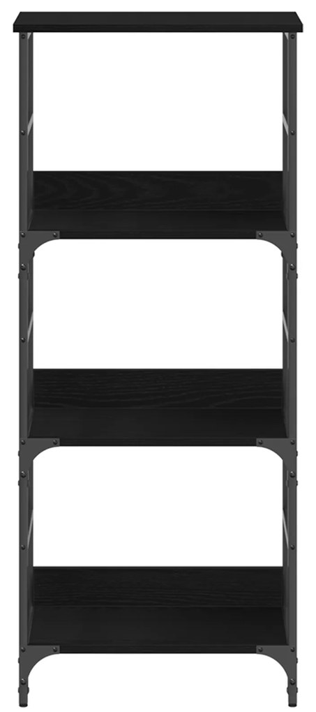 vidaXL Βιβλιοθήκη Μαύρη Βελανιδιά 50x33x117,5 εκ. Επεξεργασμένο ξύλο και Χάλυβας