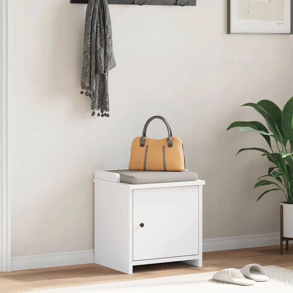 vidaXL Πάγκος διαδρόμου &quot;SANDNES&quot; Λευκό 45x40x50 εκ. Πεύκο μασίφ ξύλο