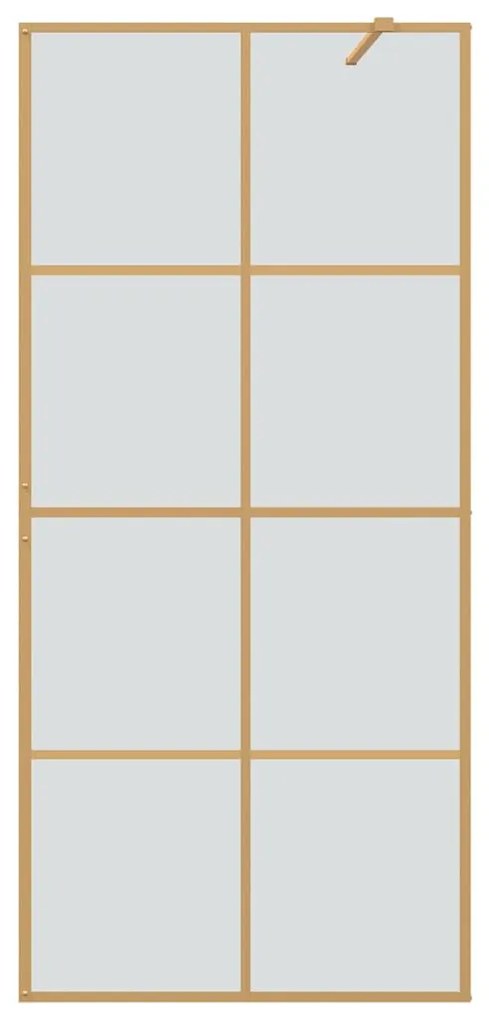 vidaXL Τοίχος Ντους Walk-in Χρυσό 90 x 195 cm σκληρυμένο γυαλί