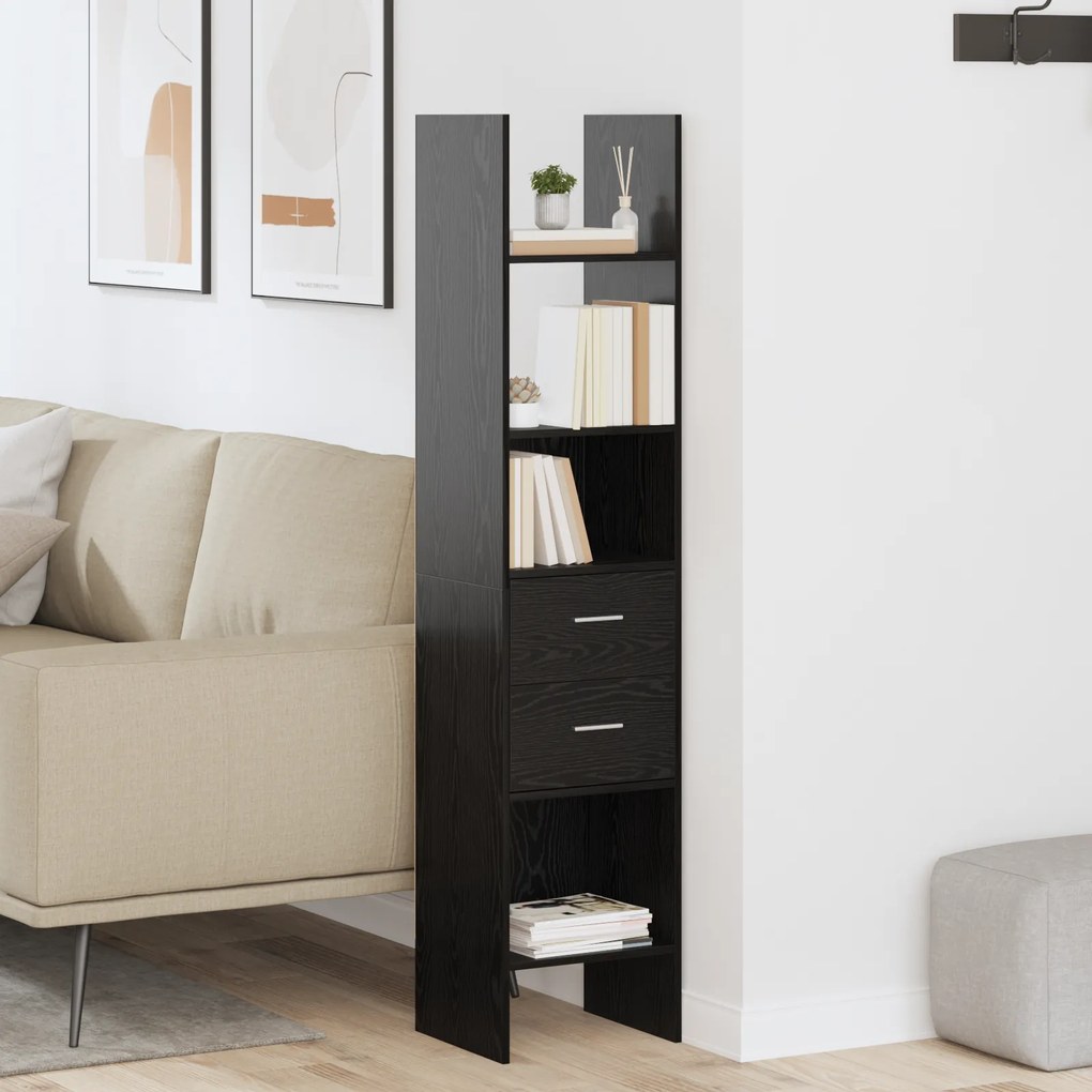 vidaXL Βιβλιοθήκη Μαύρη δρυς 40 x 35 x 180 εκ. Επεξεργασμένο ξύλο