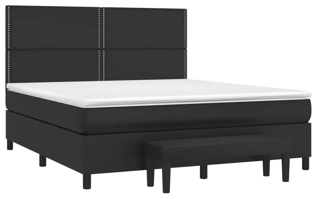 vidaXL Κρεβάτι Boxspring με Στρώμα Μαύρο 180x200εκ.από Συνθετικό Δέρμα