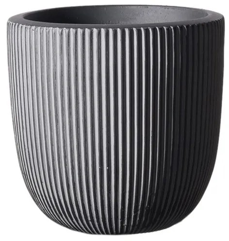 Supergreens Γλάστρα Πήλινη Στρογγυλή ''Stripe'' Γκρι XL 44x44x36,5 εκ.