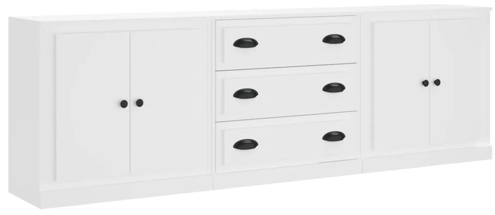 vidaXL Ντουλάπι 3 τεμ. Λευκό Επεξεργασμένο Ξύλο