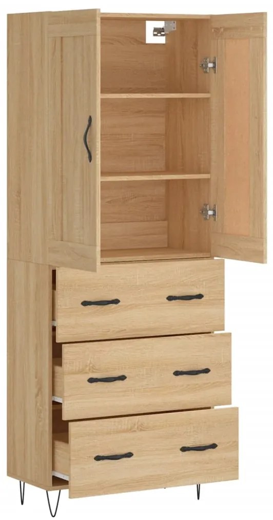 vidaXL Ντουλάπι Sonoma δρυς 69,5 x 34 x 180 εκ. από Επεξεργασμένο Ξύλο