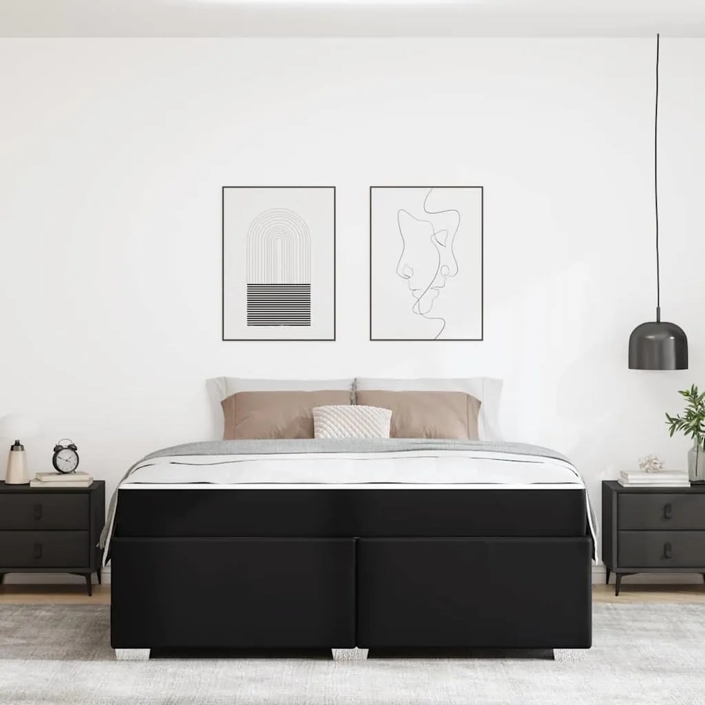 vidaXL Σκελετός Κρεβατιού Άλλο Μαύρο 180 x 200 cm Τεχνητό δέρμα