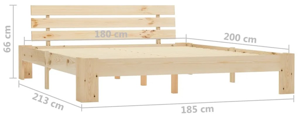 vidaXL Πλαίσιο Κρεβατιού 180 x 200 εκ. από Μασίφ Ξύλο Πεύκου