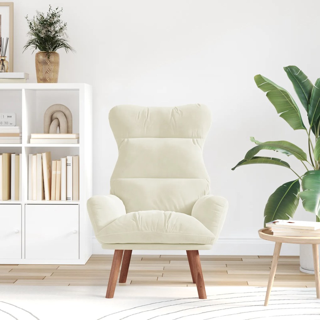 vidaXL Χαλαρωτική Πολυθρόνα Κρεμ 69 x 74 x 93 εκ. Βελούδο