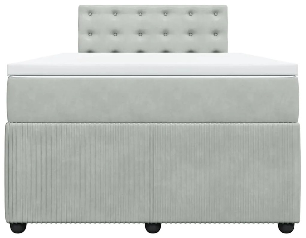 vidaXL Κρεβάτι Boxspring με Στρώμα Ανοιχτό Γκρι 120x190 εκ. Βελούδινο