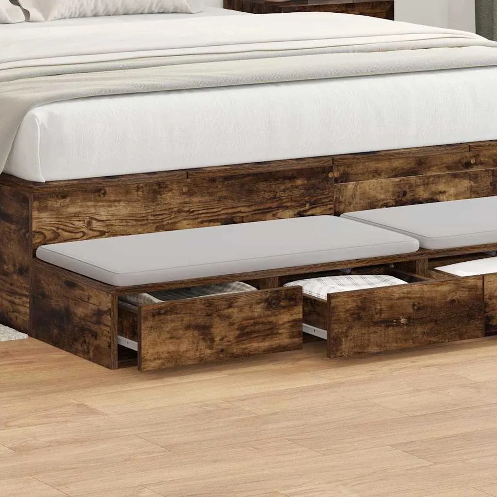 vidaXL Συρτάρια κρεβατιού Καπνιστή δρυς 140 x 36.5 x 16.5 εκ