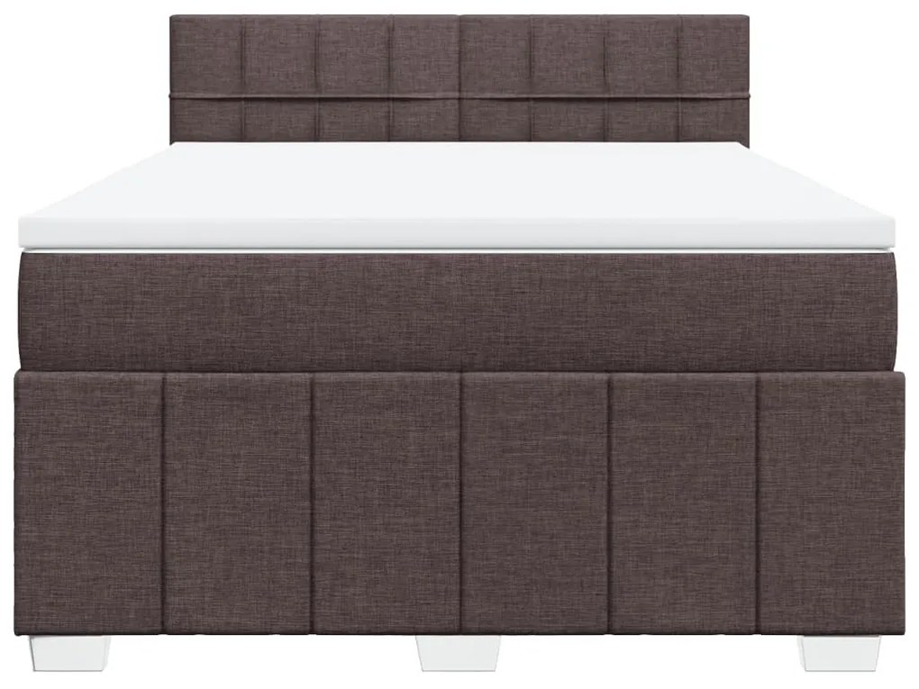 Κρεβάτι Boxspring με Στρώμα Σκούρο Καφέ 140x200 εκ Υφασμάτινο - Καφέ