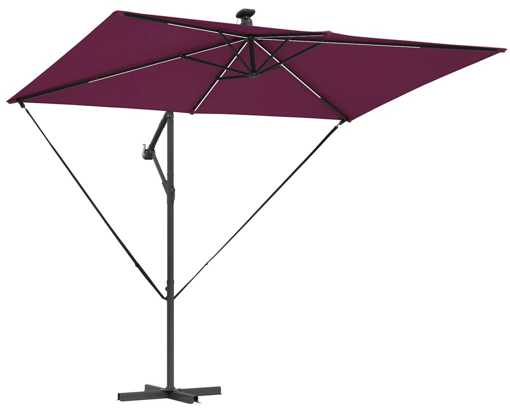 vidaXL Ομπρέλα Cantilever Banana Μπορντό 294 x 200 x 254 εκ.