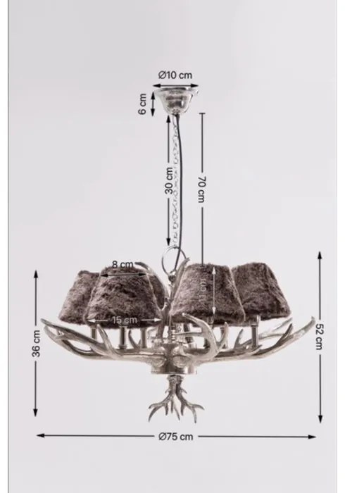 Φωτιστικό Οροφής Hunt Sman (6φωτο) 69x69x41εκ E14 - Ασημί