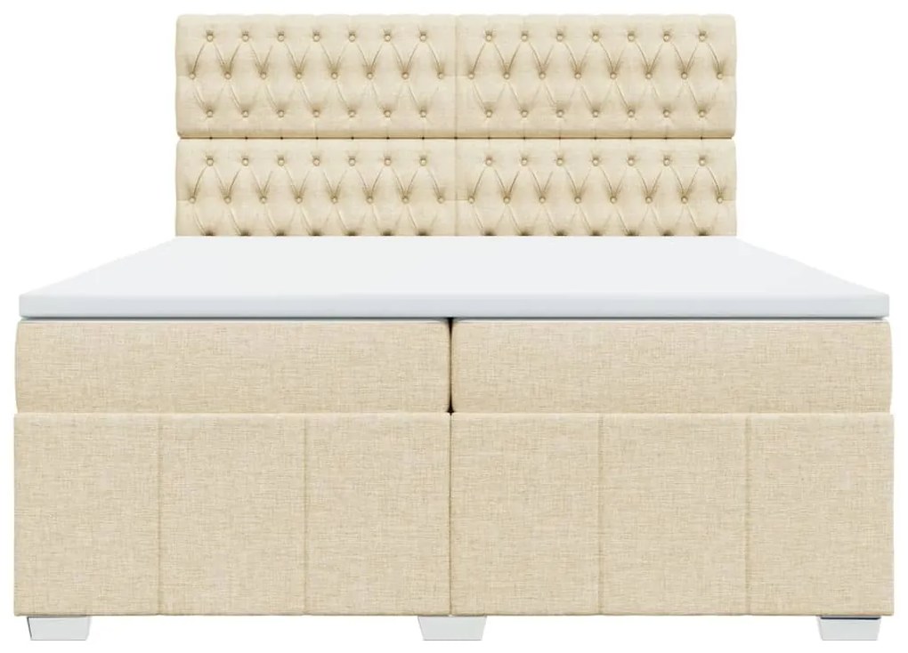 vidaXL Κρεβάτι Boxspring με Στρώμα Κρεμ 200x200 εκ. Υφασμάτινο