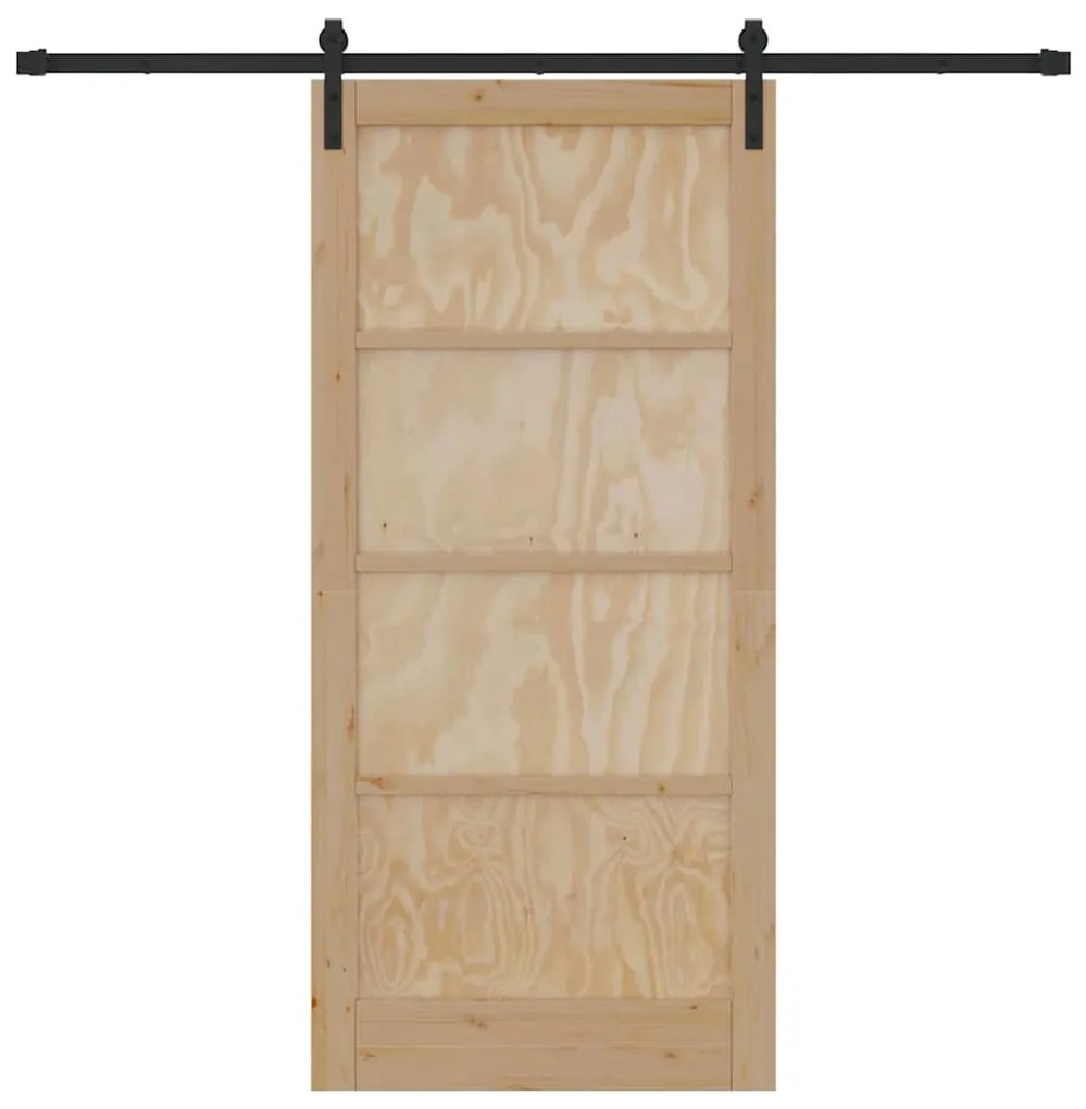 vidaXL Συρόμενη Πόρτα Φυσικό και μαύρο 93 x 202 cm
