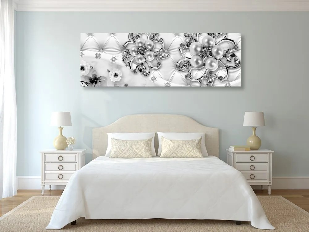 Εικόνα κοσμήματα με λουλουδάτο μοτίβο σε μαύρο & άσπρο - 135x45