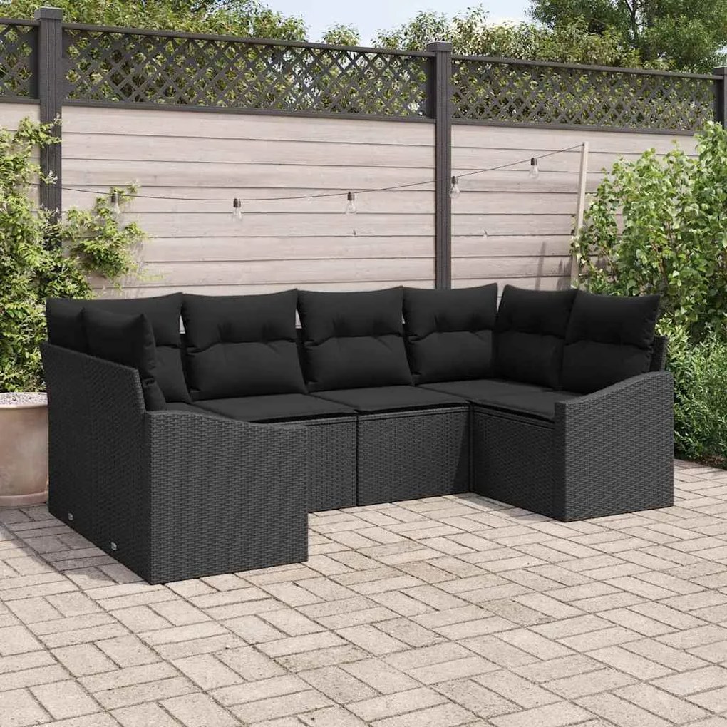 vidaXL Σετ Καναπέ Κήπου 6 pcs Μαύρο Πολυ ράταν
