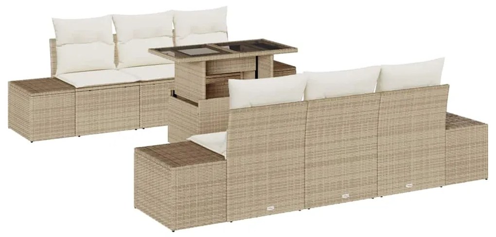 vidaXL Σετ Καναπέ Κήπου 7 pcs μπεζ και κρεμ 100 x 55 x 73 εκ.