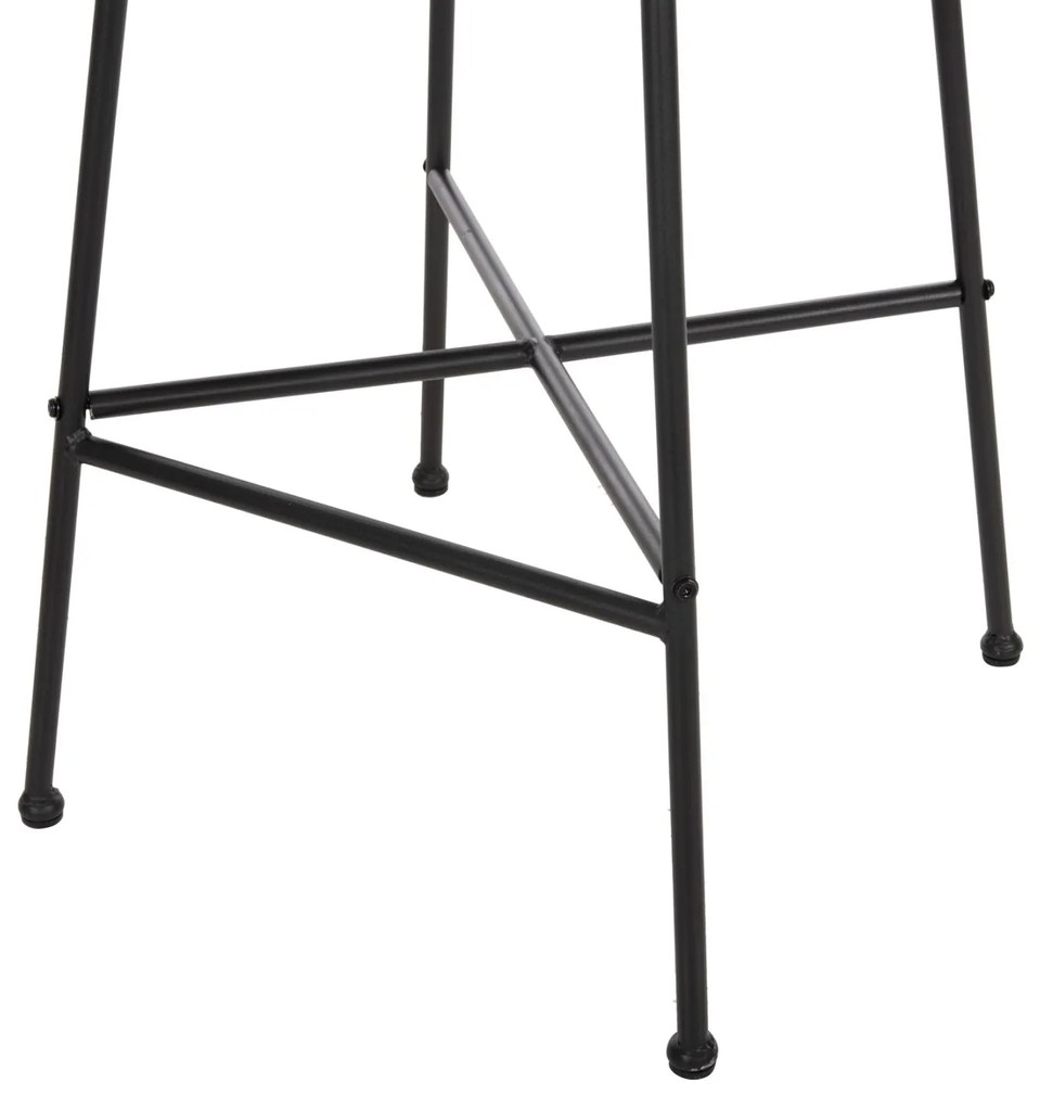 Σκαμπό Μπαρ ALLEGRA C5709.11 Μεταλλικό Μεσαίου Ύψους με Μπεζ Wicker &amp; Μαύρο Μαξιλάρι 46x46x99Υεκ 46x46x99 εκ.