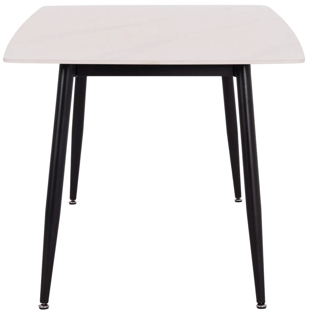 Τραπέζι Rav λευκό μαρμάρου sintered stone-μαύρο μέταλλο 160x90x75