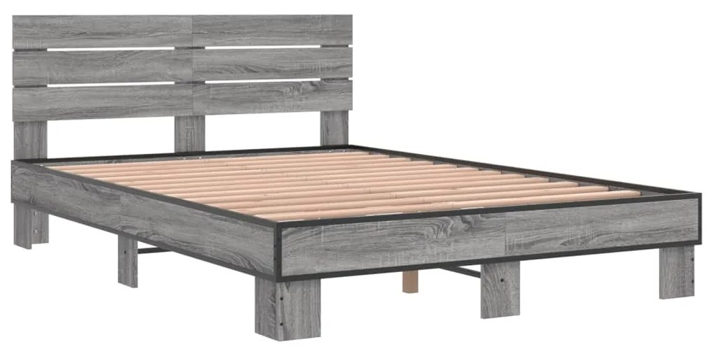 vidaXL Πλαίσιο Κρεβατιού Γκρι Sonoma 140x200 εκ. Επεξ. Ξύλο &amp; Μέταλλο