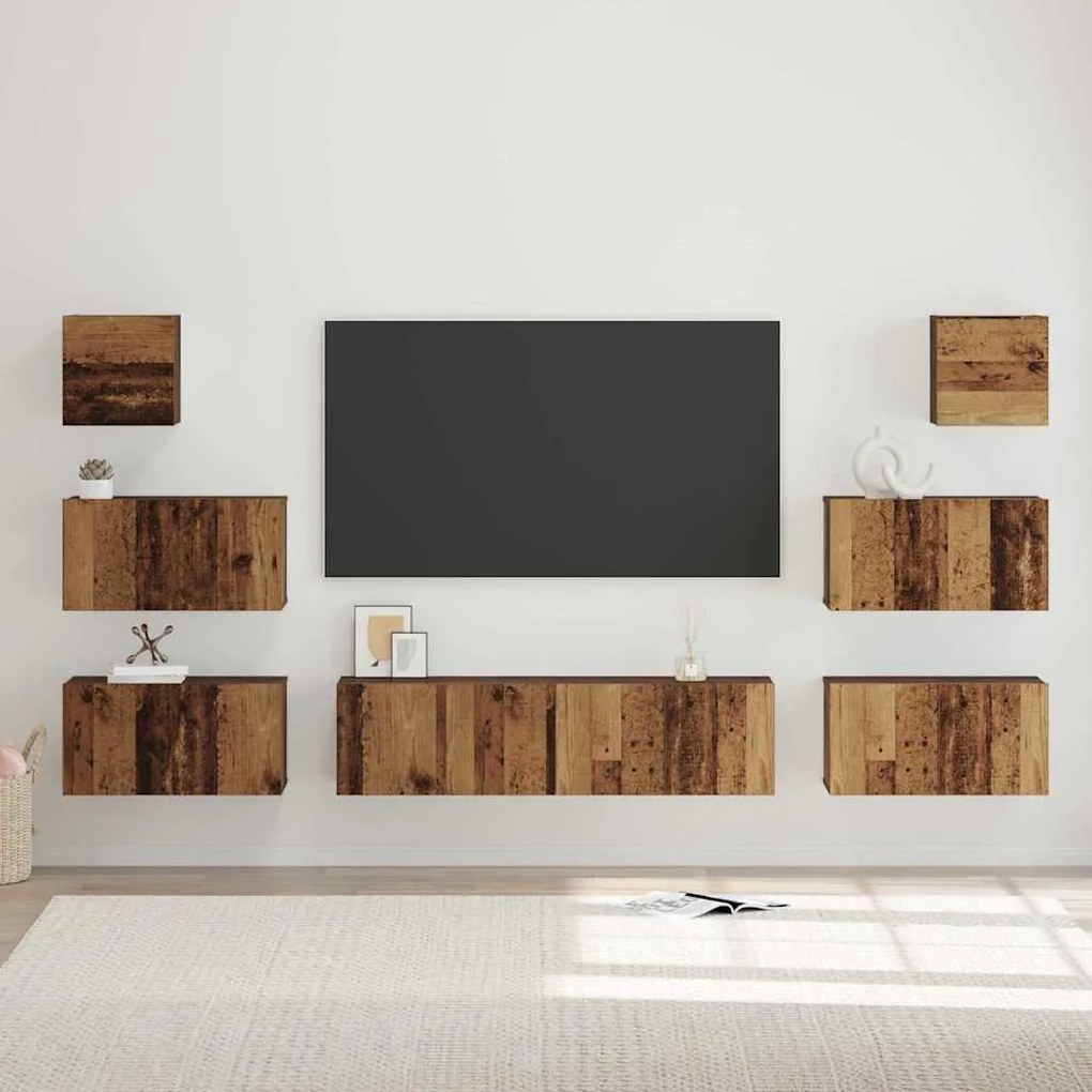 vidaXL Σετ επίπλου τηλεόρασης 8 pcs Παλαιό ξύλο 60 x 30 x 30 cm