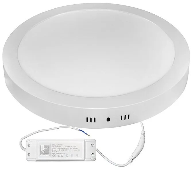 Adeleq Led Φωτιστικό Επίτοιχο Αλουμινίου Στρογγυλό 30W 3000K Λευκό 21-03031100