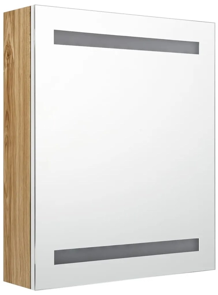 vidaXL Καθρέφτης Μπάνιου με Ντουλάπι &amp; LED Λευκό και Δρυς 50x14x60 εκ.