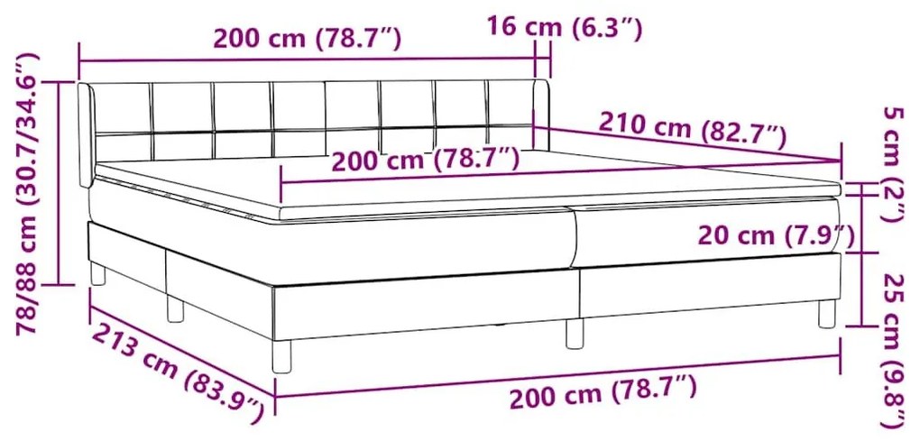 Κρεβάτι Boxspring με Στρώμα Ροζ 200x210 εκ. Βελούδινο - Ροζ